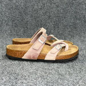 Birkenstock Mayari Sandals Women's Size 10 Faded Pink Leather Buckle Flip Flops